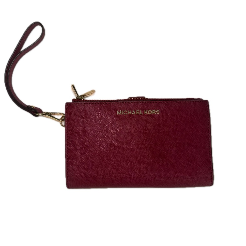 Michael Kors Jet Set Travel Leather Wristlet‎ Clutch in Rosewood